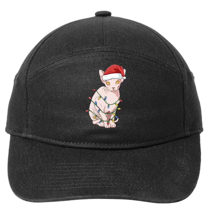 Christmas Sphynx Cat 7-Panel Snapback Hat