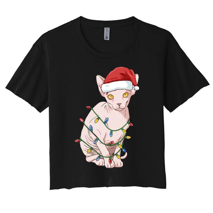 Christmas Sphynx Cat Women's Crop Top Tee