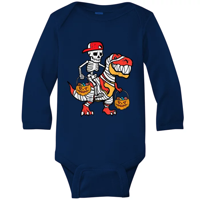 Cool Skeleton Cap Dino Mummy Halloween Great Gift Baby Long Sleeve Bodysuit