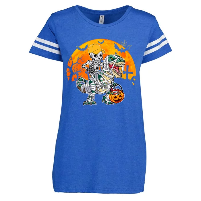 Cool Skeleton Cap Dino Mummy Halloween Gift Enza Ladies Jersey Football T-Shirt