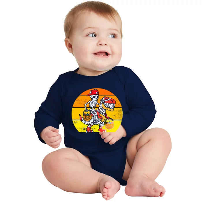 Cool Skeleton Cap Dino Mummy Halloween Gift Baby Long Sleeve Bodysuit