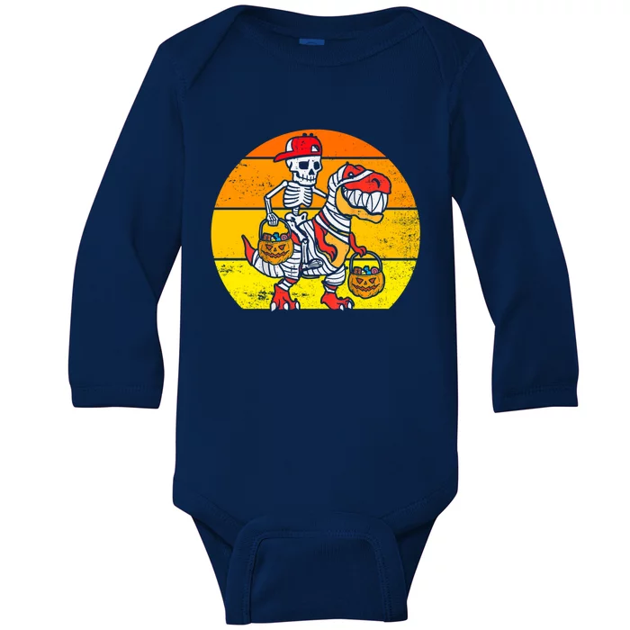 Cool Skeleton Cap Dino Mummy Halloween Gift Baby Long Sleeve Bodysuit