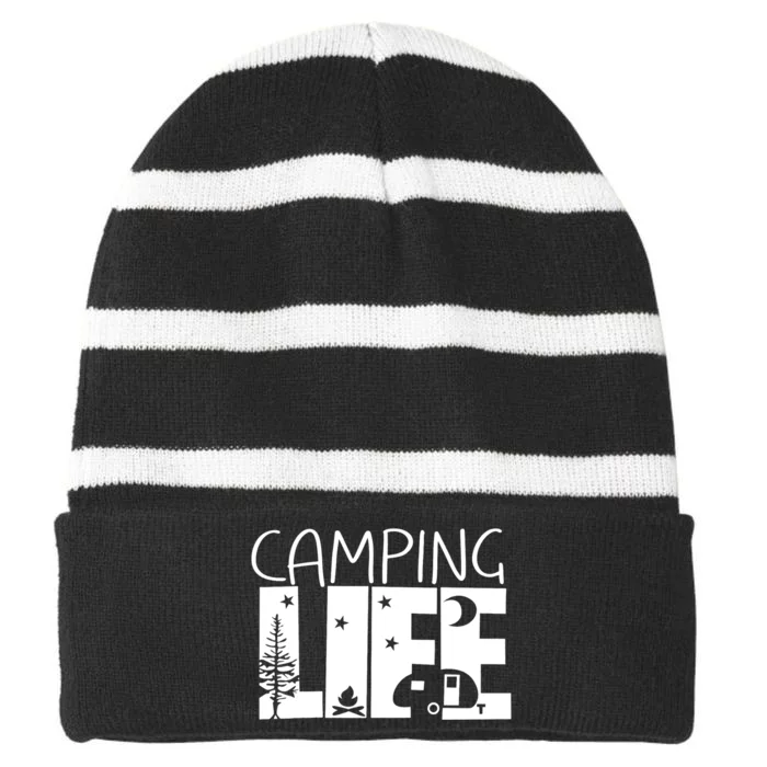 Camping Shirts Camping Life Camping Lover Women Men Gifts Striped Beanie with Solid Band