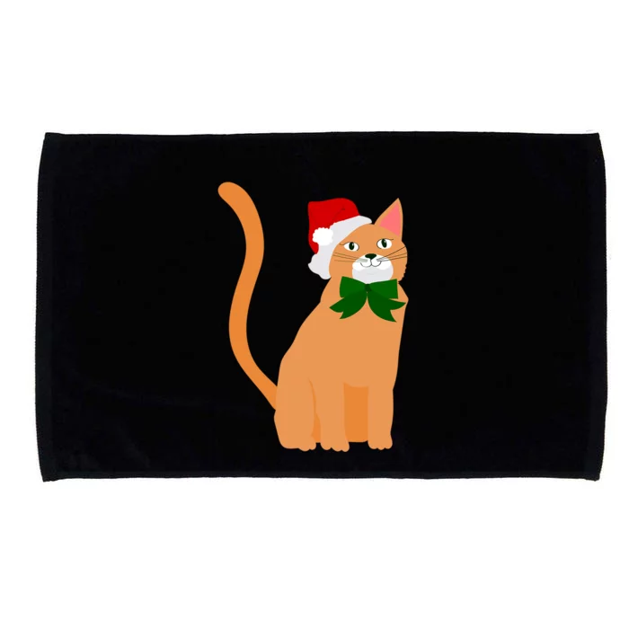 Christmas Santa Claus Hat Orange Cat Great Gift Microfiber Hand Towel