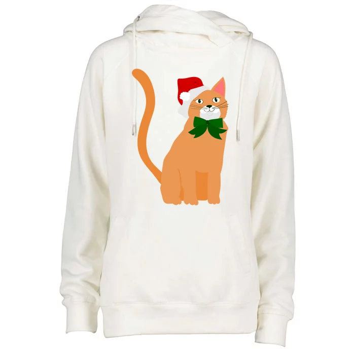 Christmas Santa Claus Hat Orange Cat Great Gift Womens Funnel Neck Pullover Hood