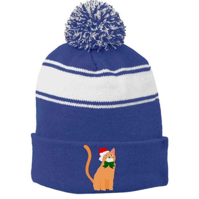 Christmas Santa Claus Hat Orange Cat Great Gift Stripe Pom Pom Beanie