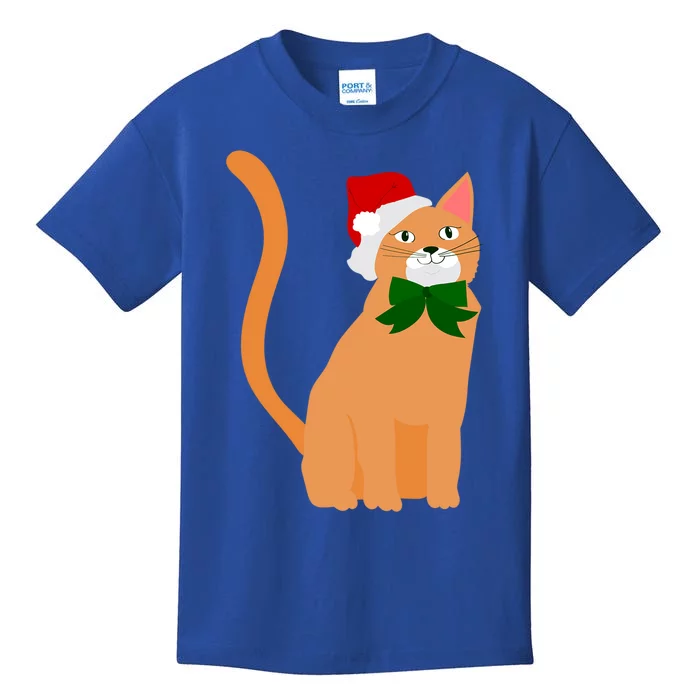 Christmas Santa Claus Hat Orange Cat Great Gift Kids T-Shirt