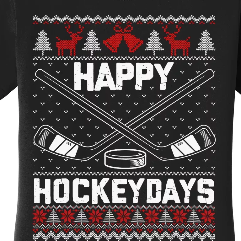 Christmas Santa Claus Player Ice Hockey Funny Women's T-Shirt