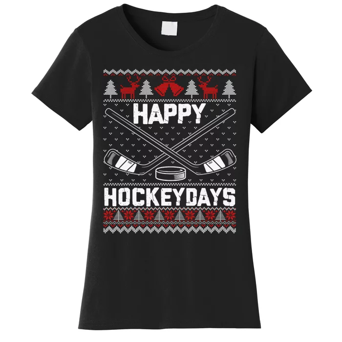 Christmas Santa Claus Player Ice Hockey Funny Women's T-Shirt