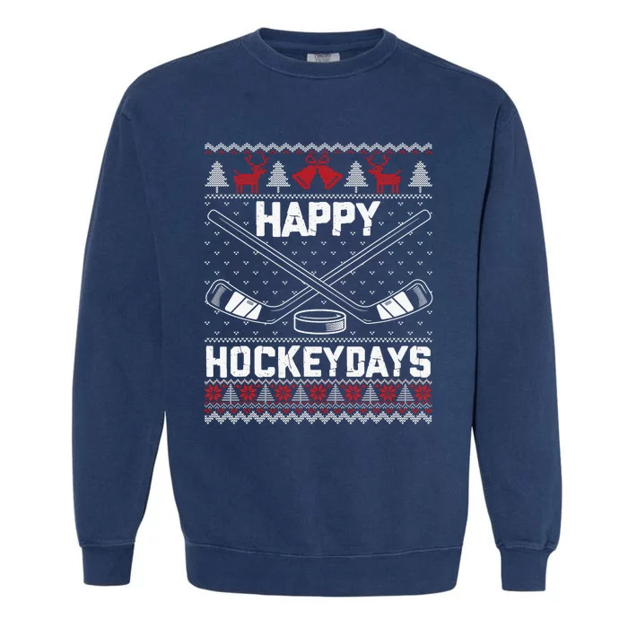 Christmas Santa Claus Player Ice Hockey Funny Garment-Dyed Sweatshirt