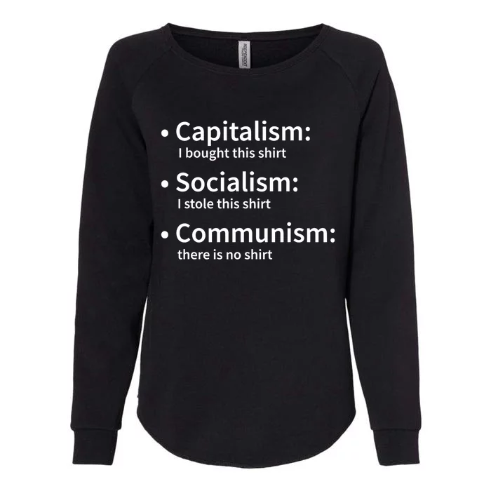 Capitalism Socialism Communism Libertarian Economics Freedom Womens California Wash Sweatshirt