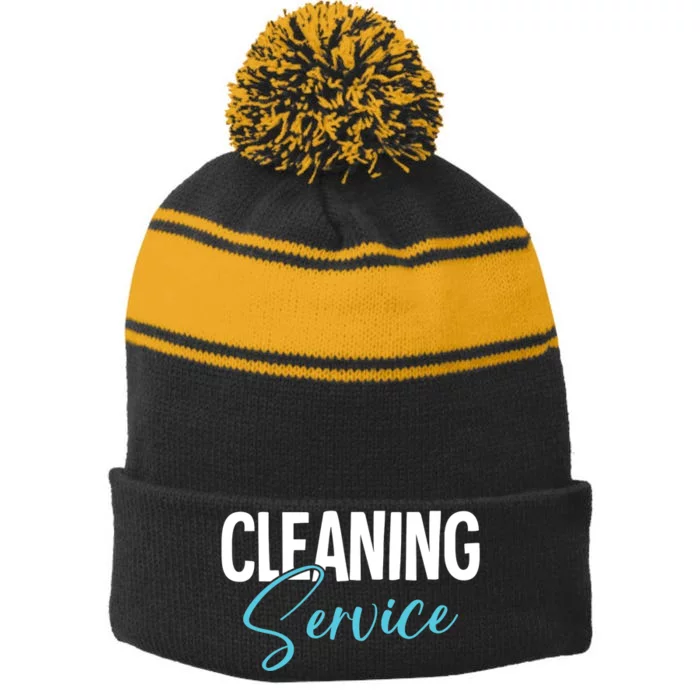 Cleaning Service Stripe Pom Pom Beanie