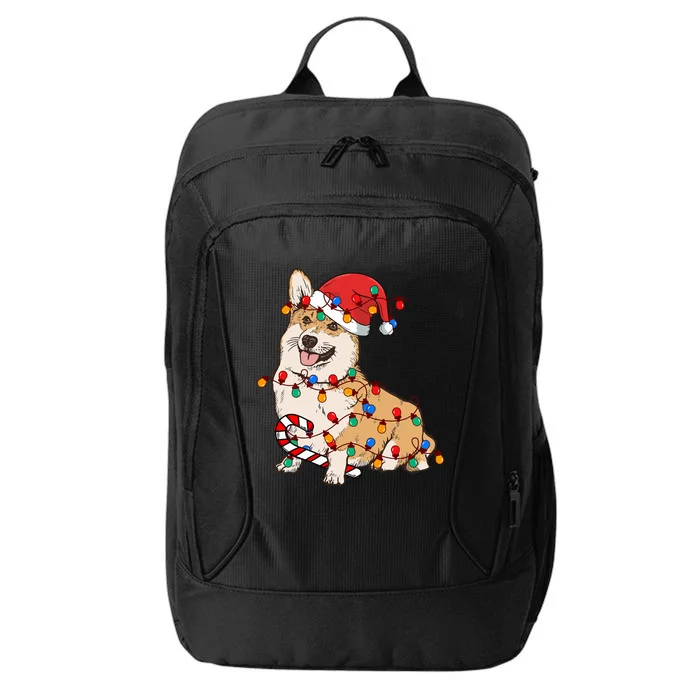 Corgi Santa Christmas Lights Xmas Dog Lover Merry Corgmas City Backpack