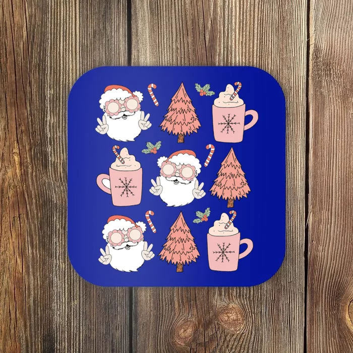 Christmas Santa Claus Face Xmas Tree Pajama Retro Vintage Meaningful Gift Coaster