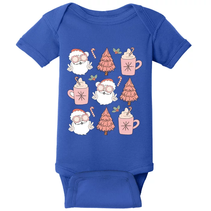 Christmas Santa Claus Face Xmas Tree Pajama Retro Vintage Meaningful Gift Baby Bodysuit