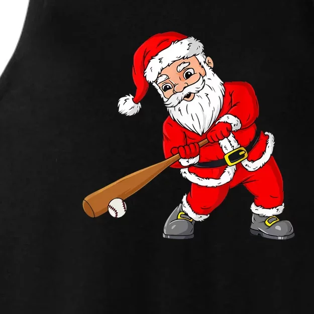 Christmas Santa Claus With Baseball Bat Boys Teens Xmas Ladies Tri-Blend Wicking Tank