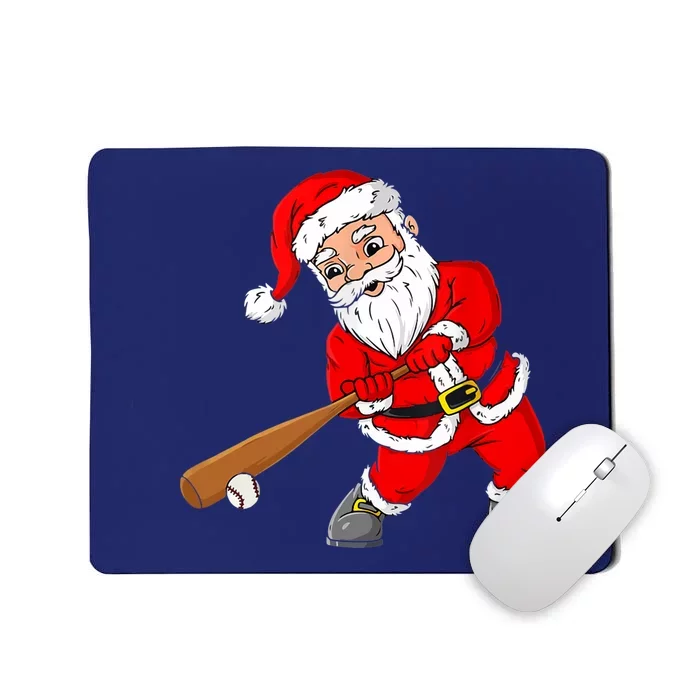 Christmas Santa Claus With Baseball Bat Boys Teens Xmas Mousepad