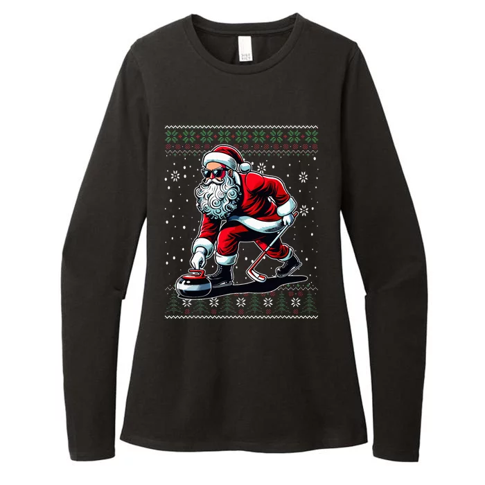 Christmas Santa Curling Ugly Christmas Sweater Womens CVC Long Sleeve Shirt