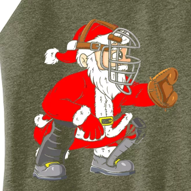 Christmas Santa Claus Baseball Catcher Women’s Perfect Tri Rocker Tank