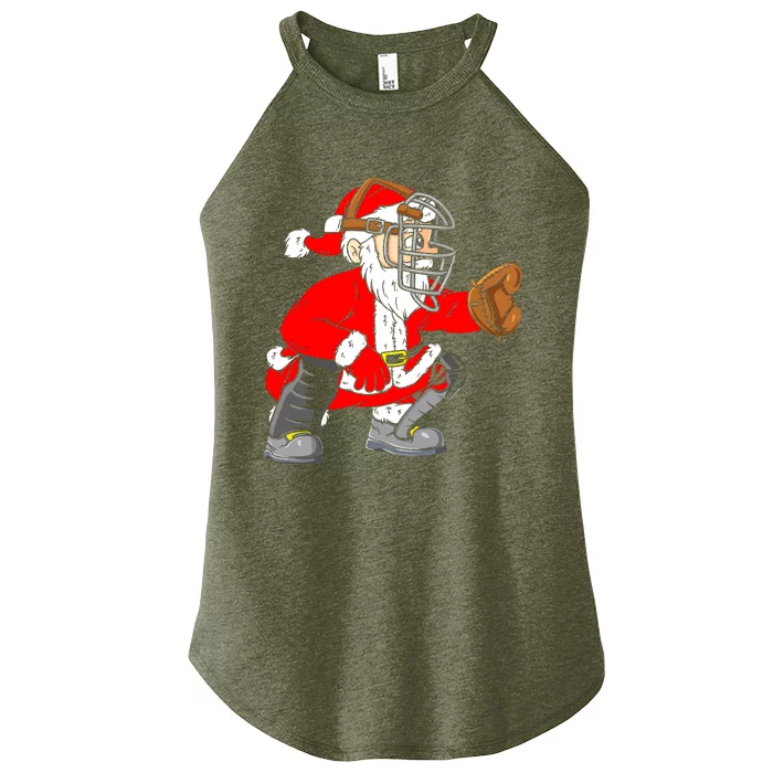 Christmas Santa Claus Baseball Catcher Women’s Perfect Tri Rocker Tank