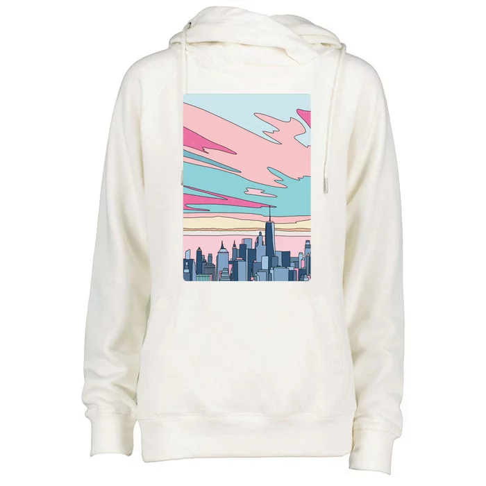 City Sunset Womens Funnel Neck Pullover Hood