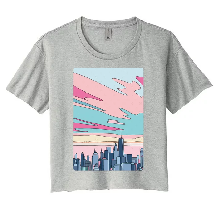 City Sunset Women's Crop Top Tee