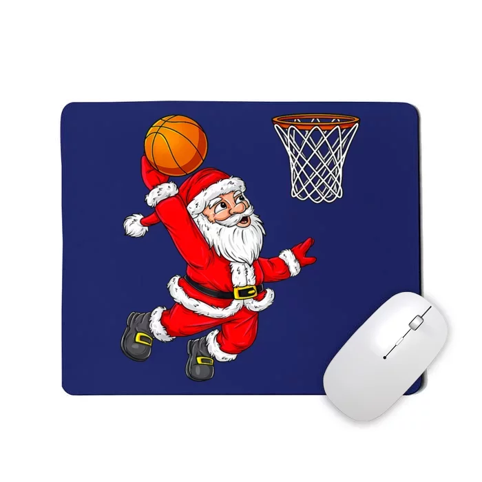 Christmas Santa Claus Dunking A Basketball Funny Xmas Mousepad