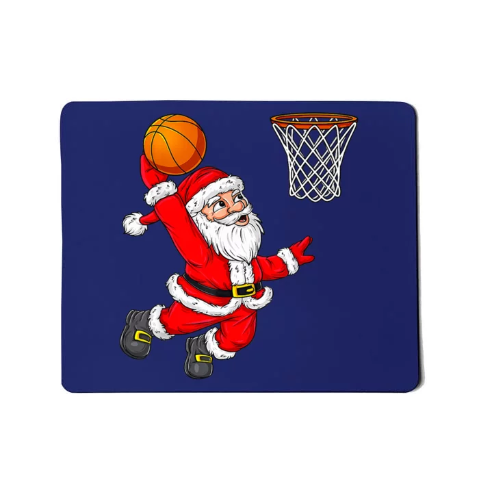 Christmas Santa Claus Dunking A Basketball Funny Xmas Mousepad