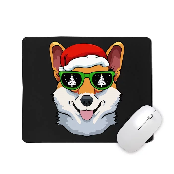 Corgi Sunglasses Christmas Pajama Dog Santa Hat Mousepad