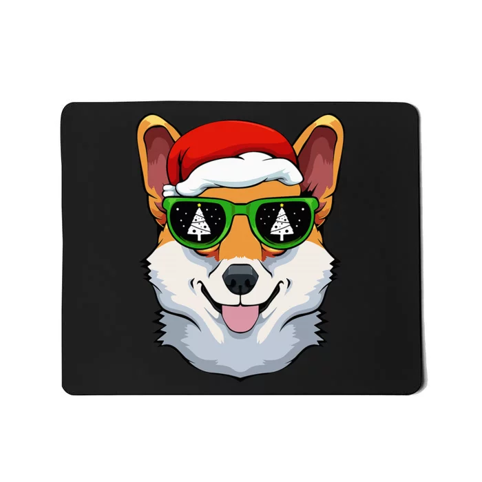 Corgi Sunglasses Christmas Pajama Dog Santa Hat Mousepad