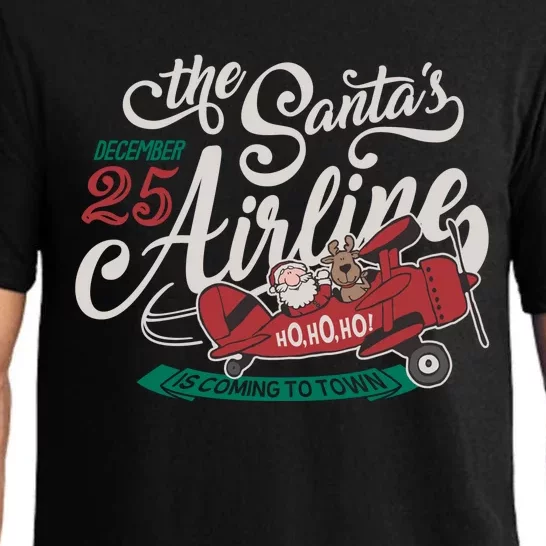 Christmas Santa Claus Flying Airplane Cute Funny Gift Pajama Set