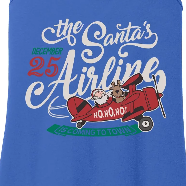 Christmas Santa Claus Flying Airplane Cute Funny Gift Ladies Essential Tank