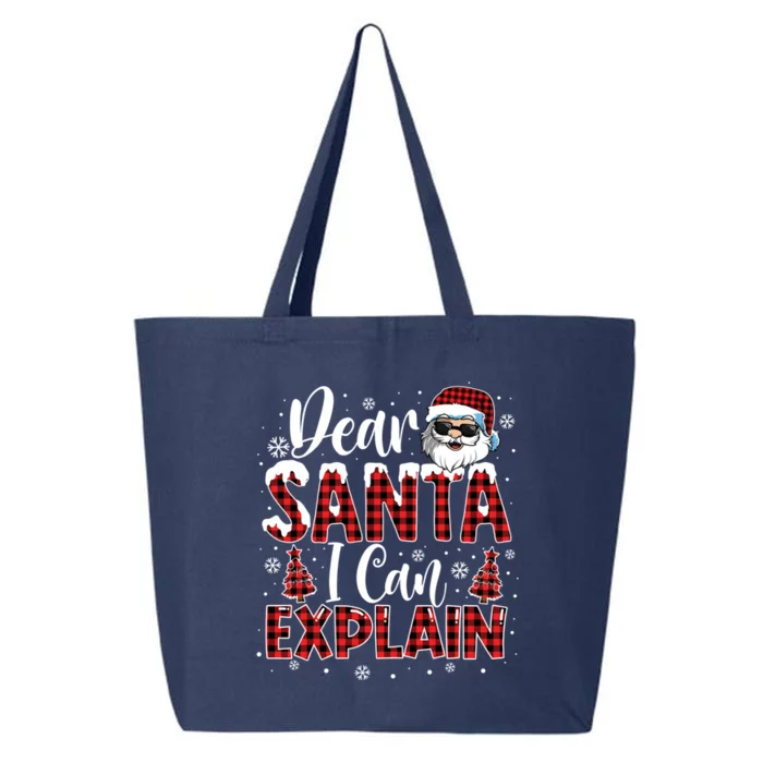 Christmas Santa Claus Red Plaid Dear Santa I Can Explain Gift 25L Jumbo Tote