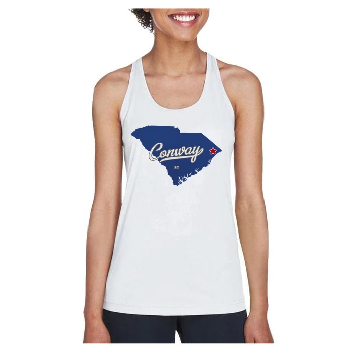 Conway South Carolina Sc Map Women's Racerback Tank