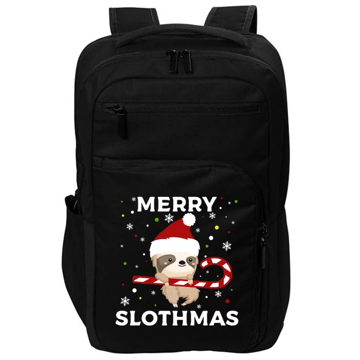 Cute Sloth Christmas Santa Merry Slothmas Gift Impact Tech Backpack