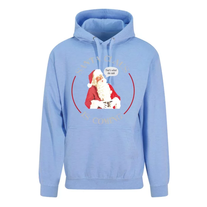 Christmas Santa Claus Is Coming Humorous Holiday Design Great Gift Unisex Surf Hoodie