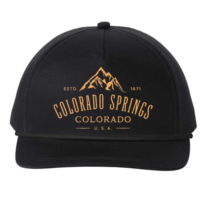 Colorado Springs Colorado Awesome Mountain Design Souvenir Snapback Five-Panel Rope Hat