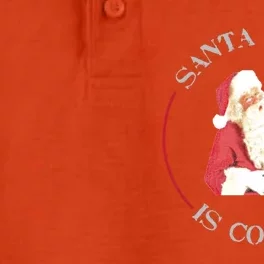 Christmas Santa Claus Is Coming Humorous Holiday Design Cool Gift Dry Zone Grid Performance Polo