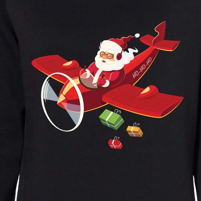 Christmas Santa Claus Pilot Flying Airplane Gift Womens California Wash Sweatshirt