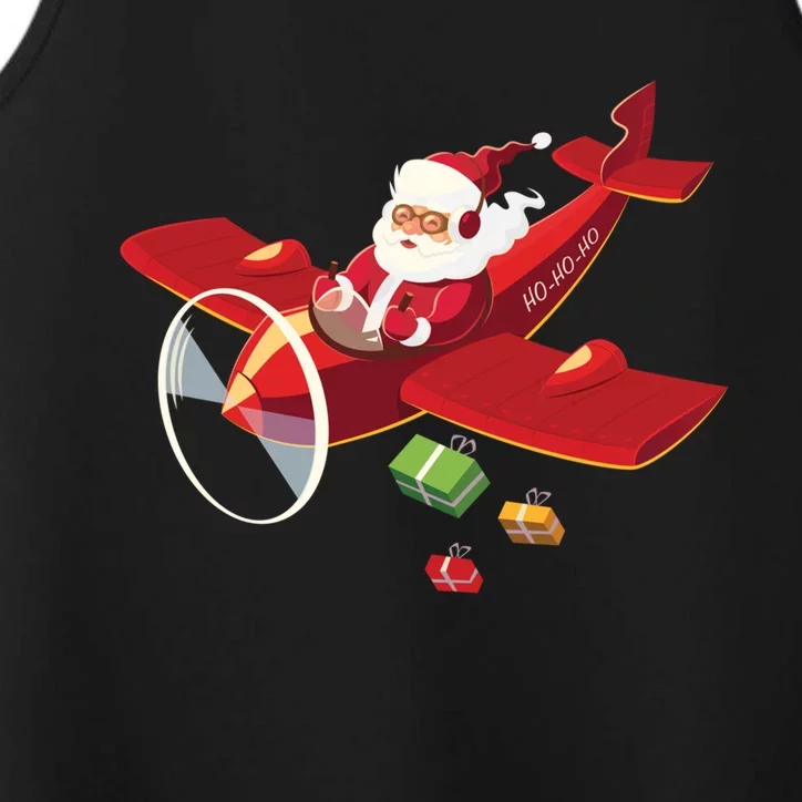 Christmas Santa Claus Pilot Flying Airplane Gift Performance Tank