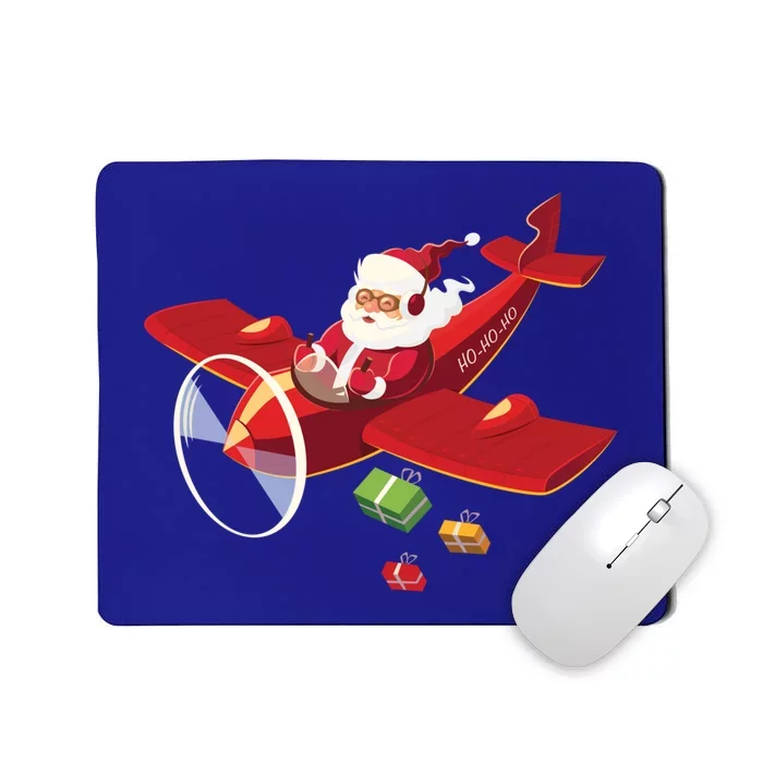 Christmas Santa Claus Pilot Flying Airplane Gift Mousepad