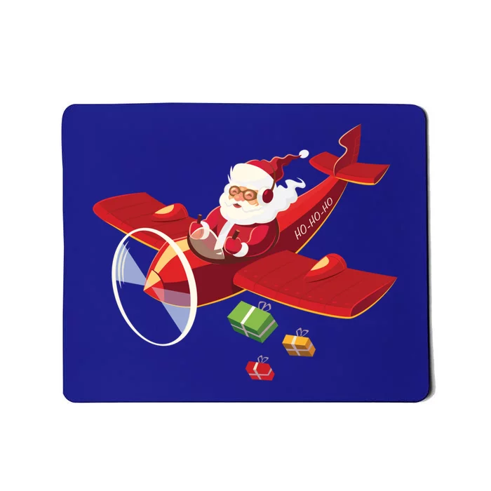 Christmas Santa Claus Pilot Flying Airplane Gift Mousepad