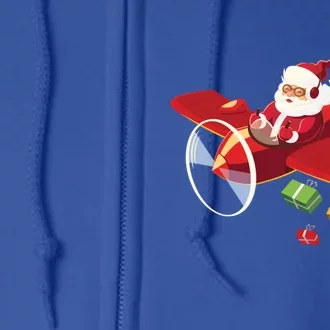 Christmas Santa Claus Pilot Flying Airplane Gift Full Zip Hoodie