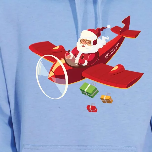 Christmas Santa Claus Pilot Flying Airplane Gift Unisex Surf Hoodie