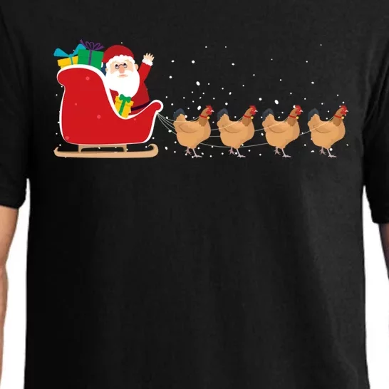 Chicken Santa Christmas Sleigh Funny Chicken Xmas Gift Pajama Set