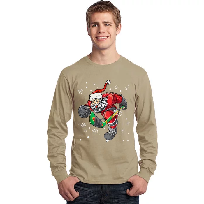 Christmas Santa Claus Ice Hockey S Funny Ns Tall Long Sleeve T-Shirt