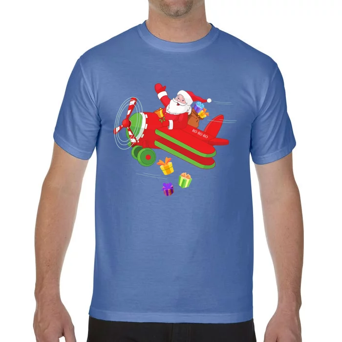 Christmas Santa Claus Pilot Flying Airplane Funny Gift Cool Gift Comfort Colors T-Shirt