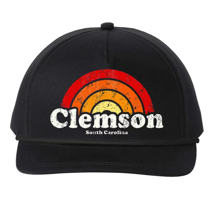 Clemson South Carolina Sc Vintage 70s Retro Rainbow Snapback Five-Panel Rope Hat