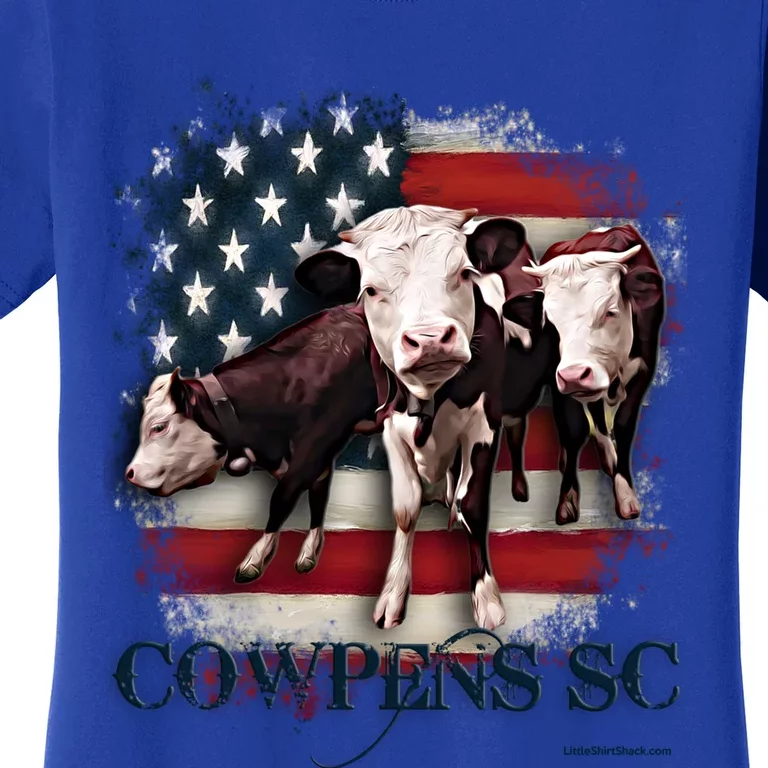 Cowpens Sc Cows Flag Mighty Moo Festival Patriotic American Cool Gift Women's T-Shirt