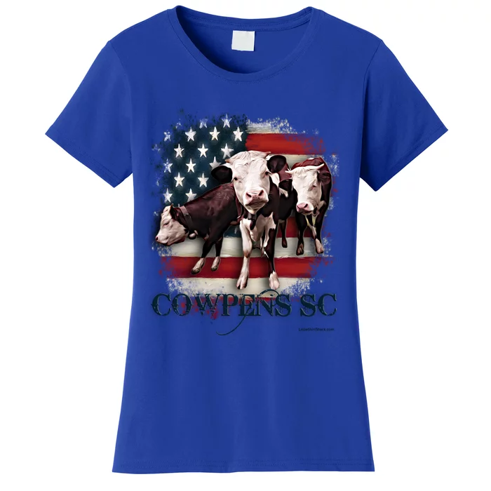 Cowpens Sc Cows Flag Mighty Moo Festival Patriotic American Cool Gift Women's T-Shirt